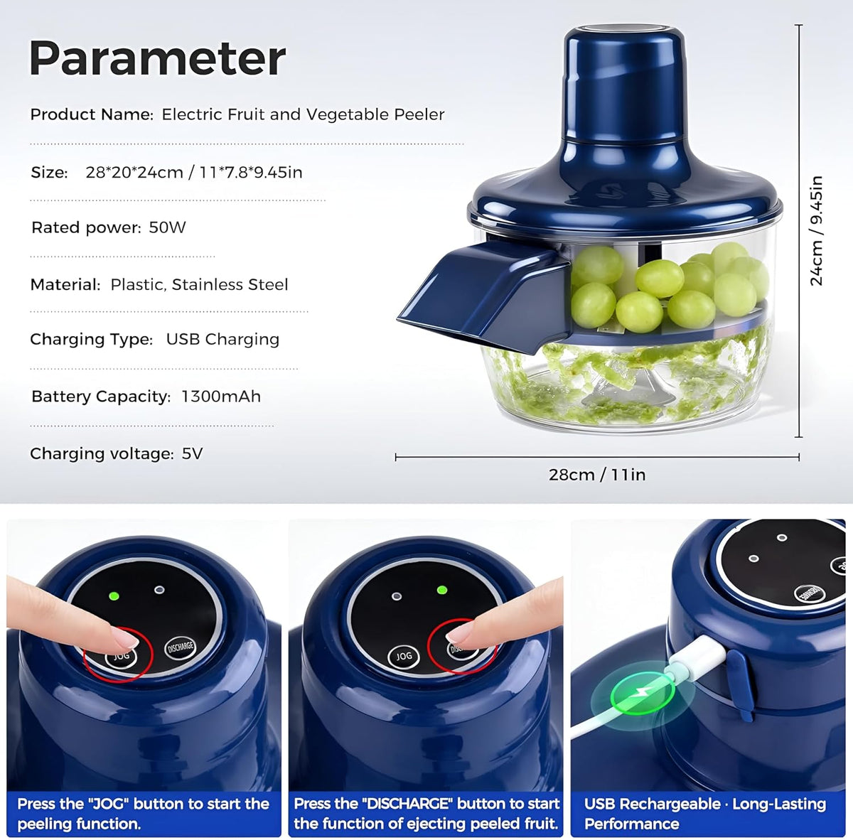 Automatic Fruit & Vegetable Peeler – Rechargeable Electric Kitchen Peeler