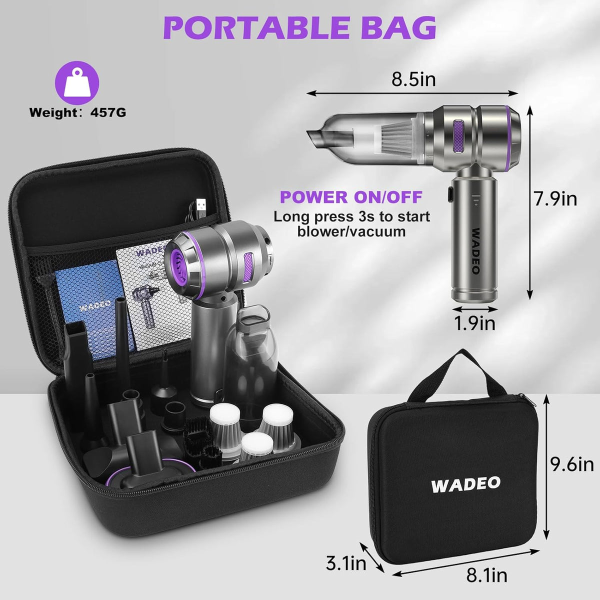 3-in-1 Portable Mini Vacuum Cleaner – Cordless Handheld Cleaner for Home & Car
