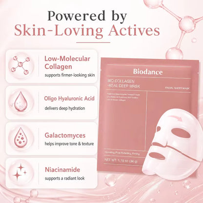 Korean Skin Care Bio-COLLAGEN Real Deep Masks, Facial Hydrating Overnight Hydrogel Mask,Pore Minimizing,Elasticity,Firming Skin