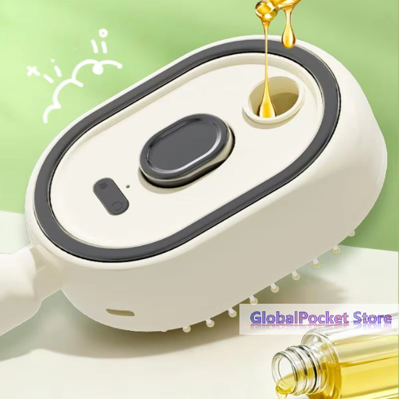 Electric Spray Hair Brush 2-In-1 Misting Hair Brush with Water Spray Reduce Frizz Anti-Static USB-C Charging Steams Massage Comb