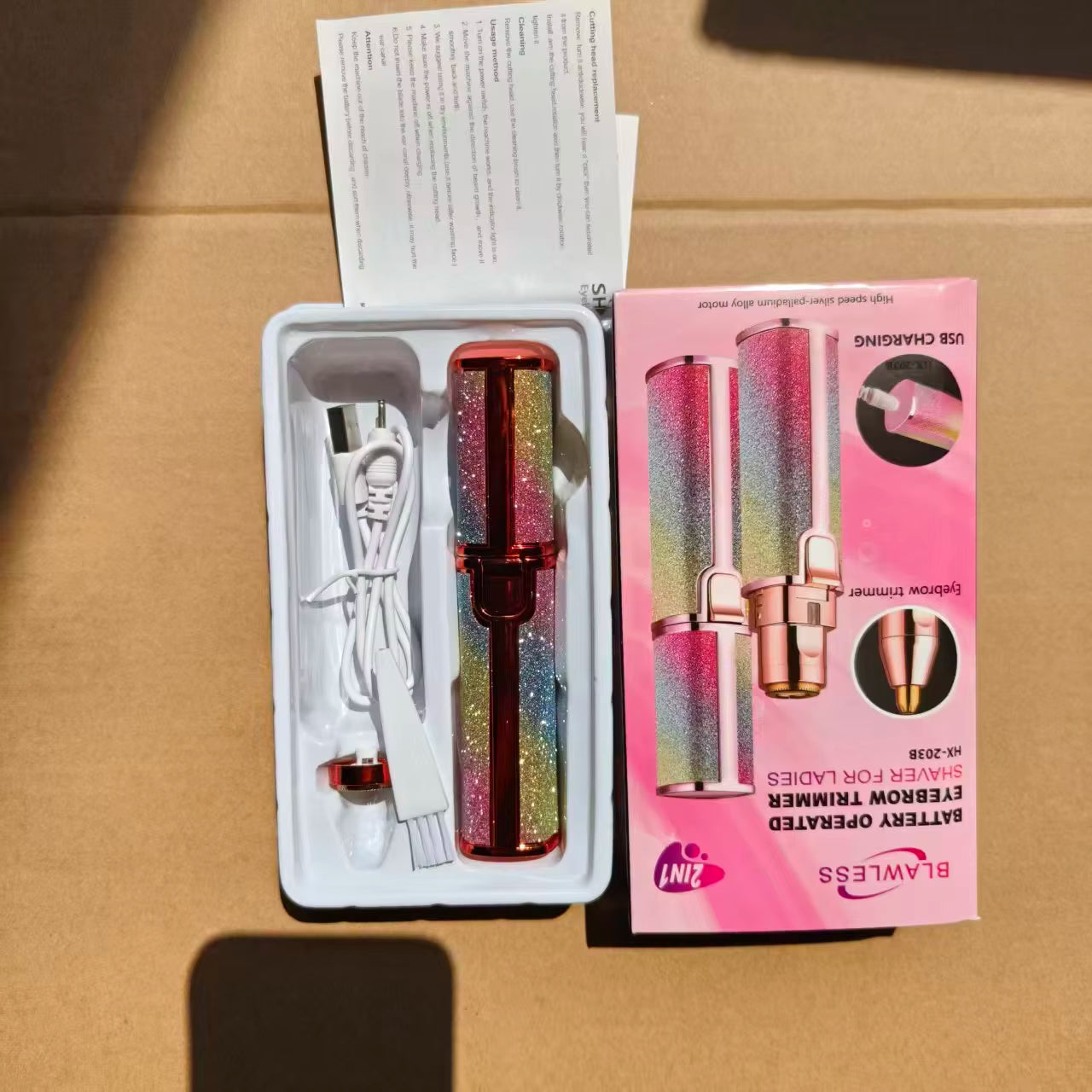 Rechargeable 2-in-1 Eyebrow Trimmer & Facial Hair Remover for Women | Portable USB Hair Remover