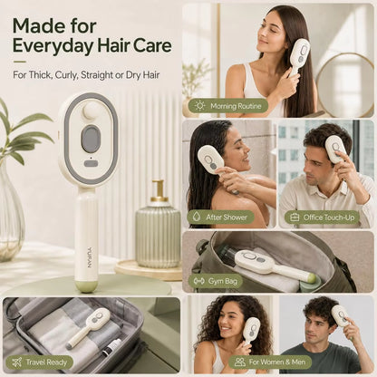 Electric Spray Hair Brush 2-In-1 Misting Hair Brush with Water Spray Reduce Frizz Anti-Static USB-C Charging Steams Massage Comb