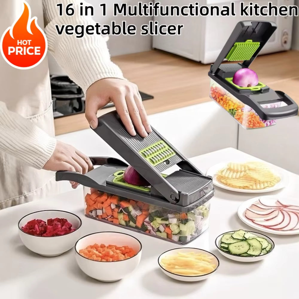 16-in-1 Multi-Function Vegetable Chopper & Slicer