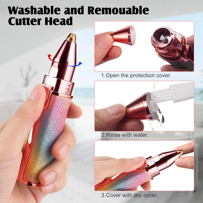 Rechargeable 2-in-1 Eyebrow Trimmer & Facial Hair Remover for Women | Portable USB Hair Remover