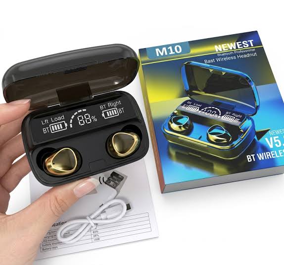 M10 Wireless Bluetooth Earbuds – Waterproof Stereo Earphones with Charging Case & Mic