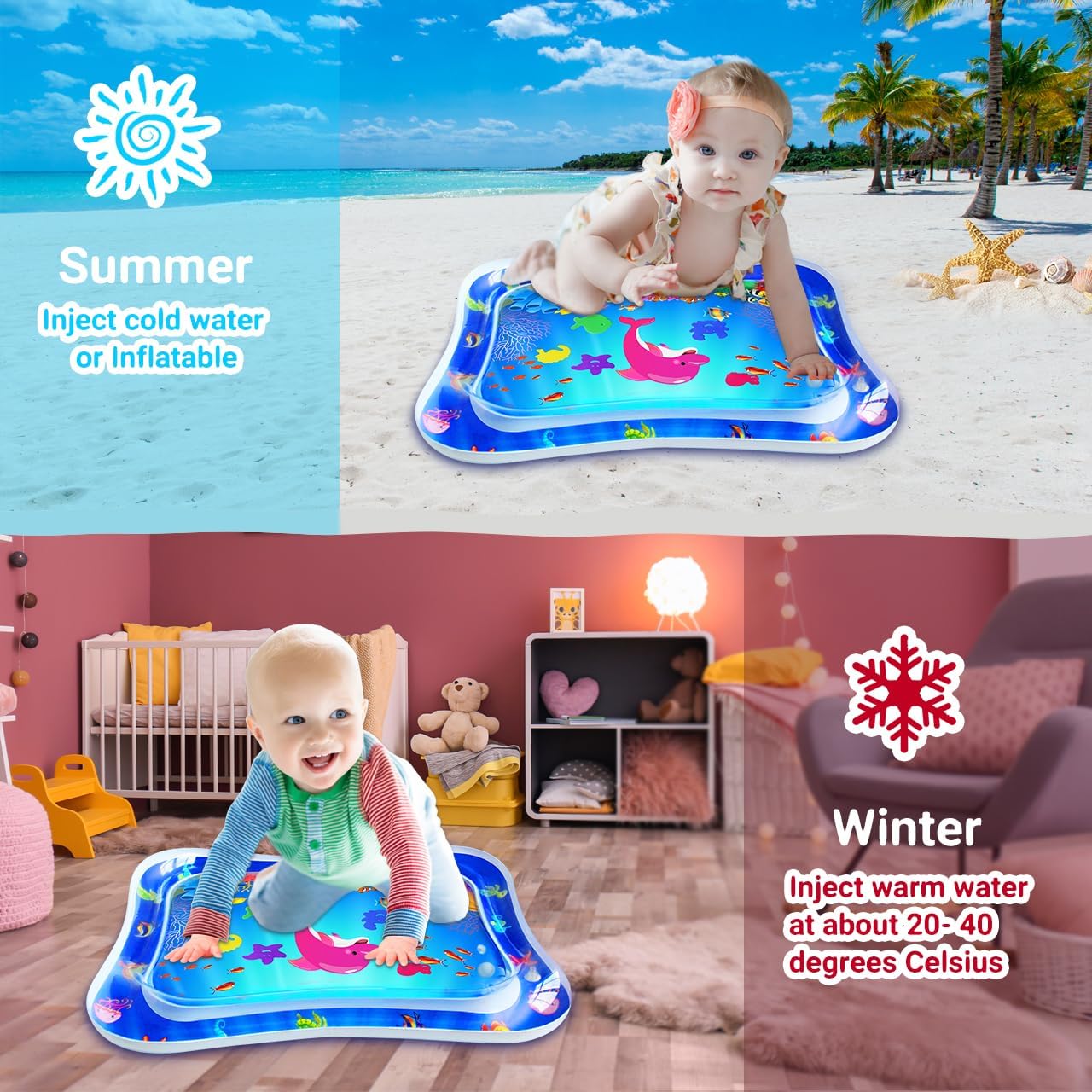 Baby Inflatable Tummy Time Water Play Mat – Sensory Activity Mat for Newborns & Infants