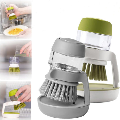 2 pcs Soap Dispensing Dish Brush with Storage Stand – Easy Kitchen Cleaning
