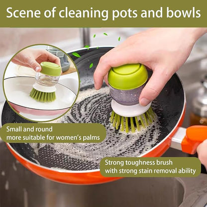 2 pcs Soap Dispensing Dish Brush with Storage Stand – Easy Kitchen Cleaning