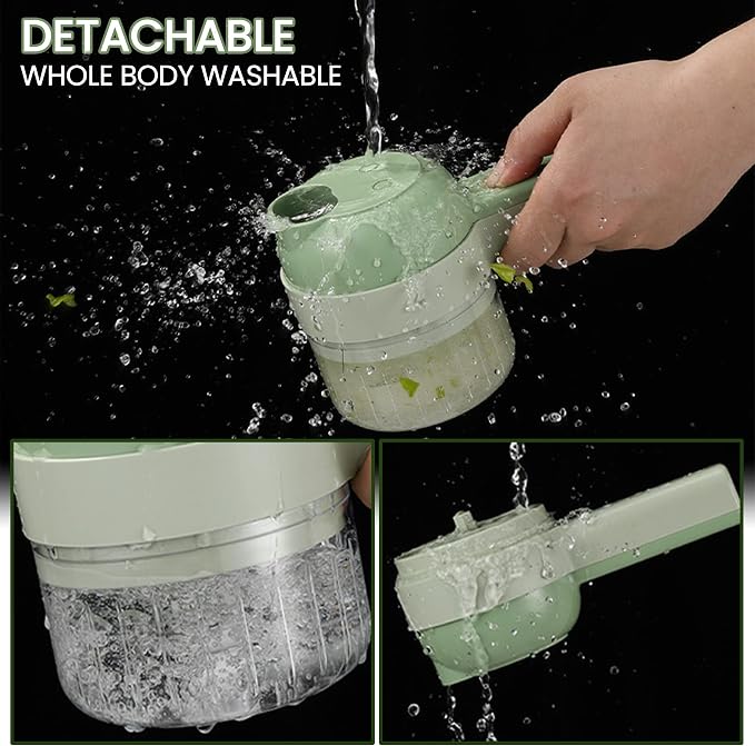 4-in-1 Electric Vegetable Chopper – Chop, Slice, Whisk & Mince with Ease