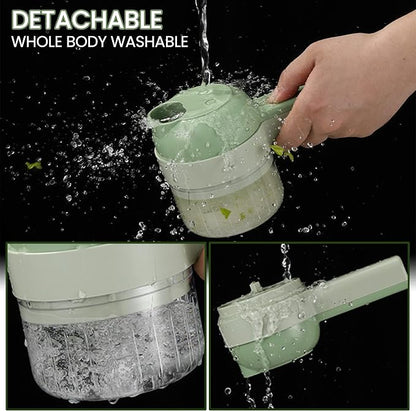 4-in-1 Electric Vegetable Chopper – Chop, Slice, Whisk & Mince with Ease