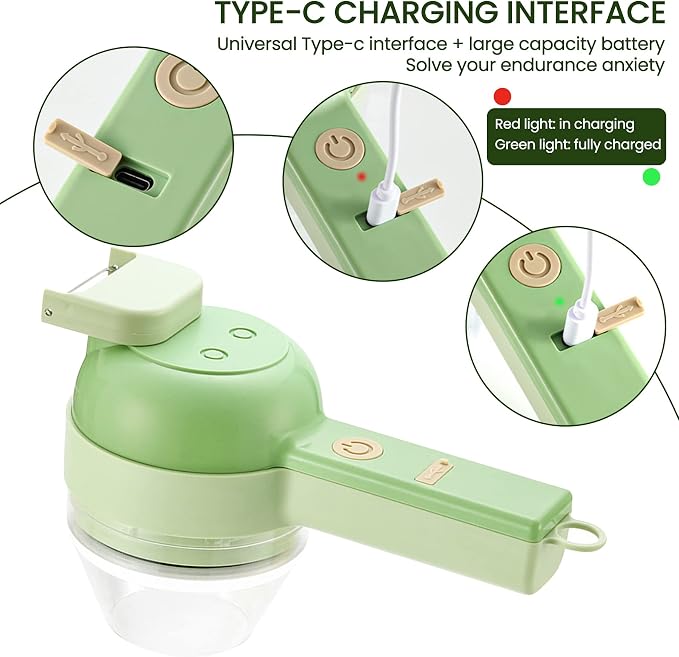 4-in-1 Electric Vegetable Chopper – Chop, Slice, Whisk & Mince with Ease