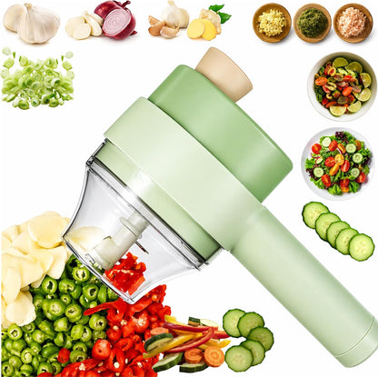 4-in-1 Electric Vegetable Chopper – Chop, Slice, Whisk & Mince with Ease